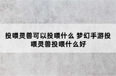 投喂灵兽可以投喂什么 梦幻手游投喂灵兽投喂什么好